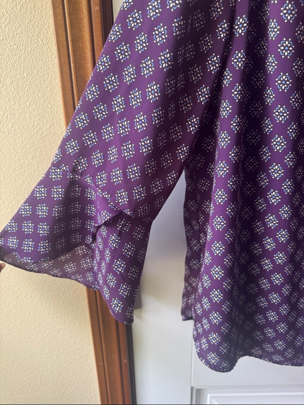 41 Hawthorn Purple Printed Blouse with White Motif - Picture 3 of 6